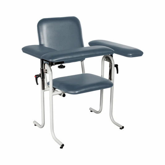 Tech-Med Blood Draw Chair, Upholstered, with Flip Arm, Blue, 1/ea