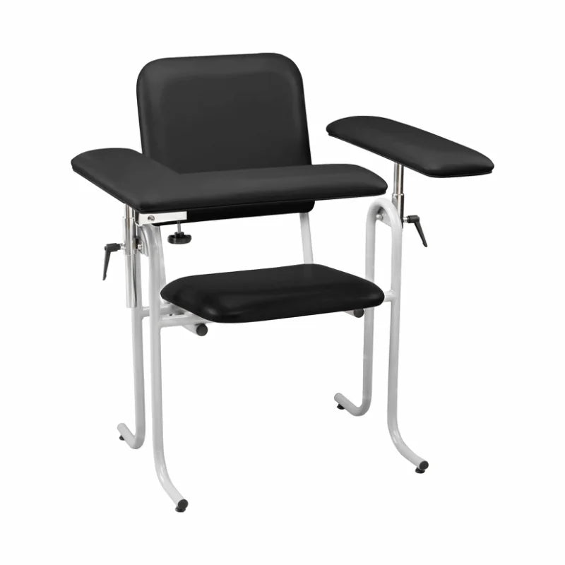 Tech-Med Blood Draw Chair, Upholstered, with Flip Arm, Black, 1/ea