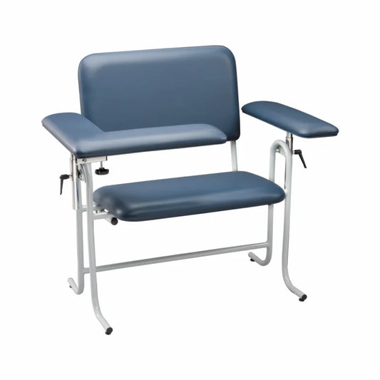 Tech-Med Blood Draw Chair, Bariatric, Upholstered, with Flip Arm, Blue, 1/ea