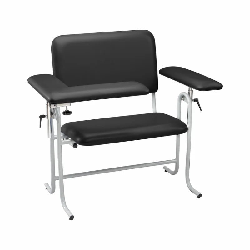 Tech-Med Blood Draw Chair, Bariatric, Upholstered, with Flip Arm, Black, 1/ea