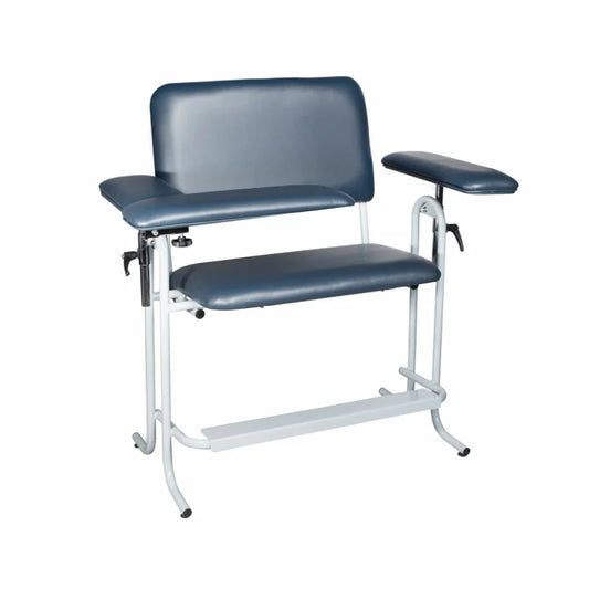 Tech-Med Blood Draw Chair, Tall, Bariatric, Upholstered, with Flip Arm, Blue, 1/ea