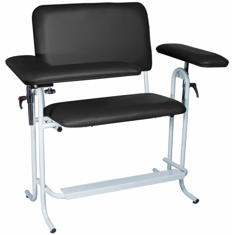 Tech-Med Blood Draw Chair, Tall, Bariatric, Upholstered, with Flip Arm, Black, 1/ea