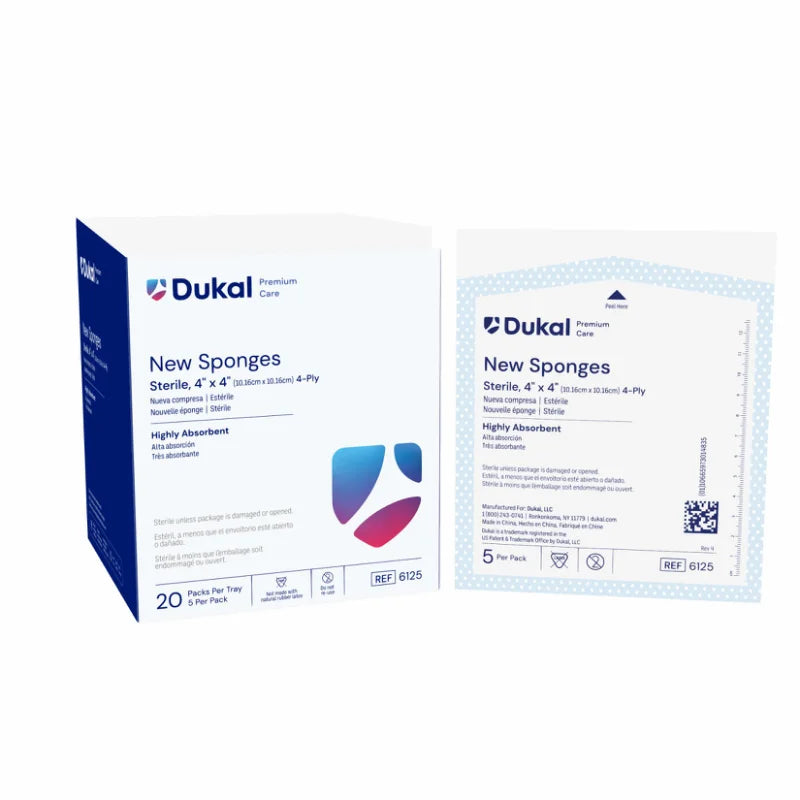 Dukal Sterile New Sponge 4" x 4", 4-Ply, 5/pk 20pk/bx 8bx/cs
