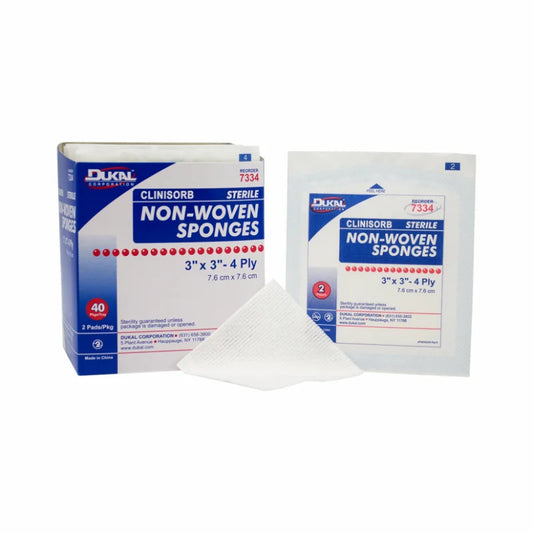 Dukal Sterile Clinisorb Non-Woven Sponges 3" X 3" 4-Ply, 2/pk 40pk/bx 30bx/cs