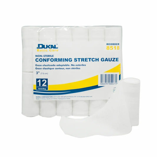 Dukal Non-Sterile Basic Care Conforming Stretch Gauze 3", 12rl/bg 8bg/cs