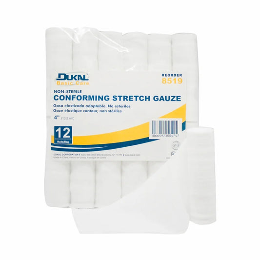 Dukal Non-Sterile Basic Care Conforming Stretch Gauze 4", 12rl/bg 8bg/cs