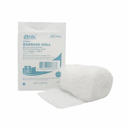 Dukal Sterile Basic Care Fluff Bandage Roll 3" x 4.5 yd , 3-Ply, ST, 1/pk 96/Cs