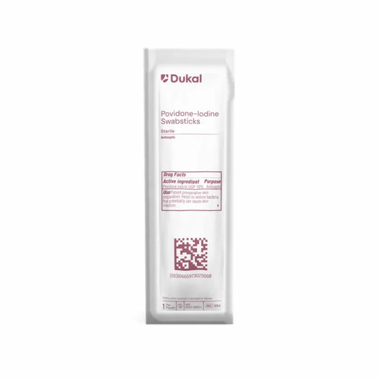 Dukal Sterile Povidone-Iodine Swabsticks, 1/pch, 1000pch/cs, Bulk