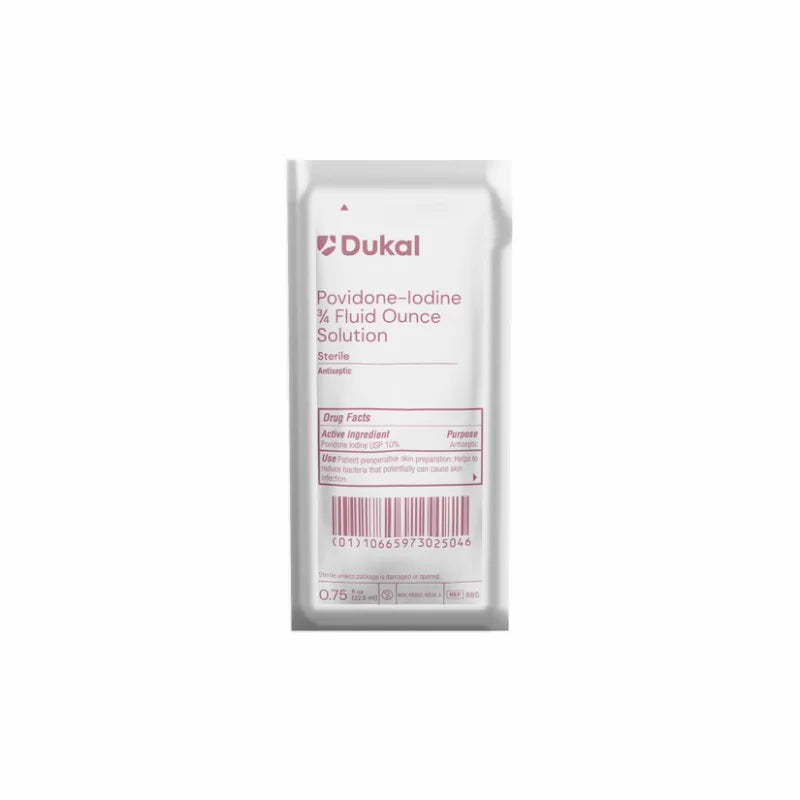 Dukal Sterile Povidone-Iodine Solution, 3/4 fl oz, 1/pch, 500pch/cs BULK