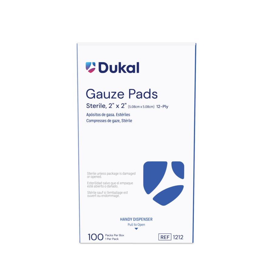Dukal Sterile Gauze Sponge, 2 X 2 Inches, 12-Ply, Cotton, Sterile, 2,400 Count