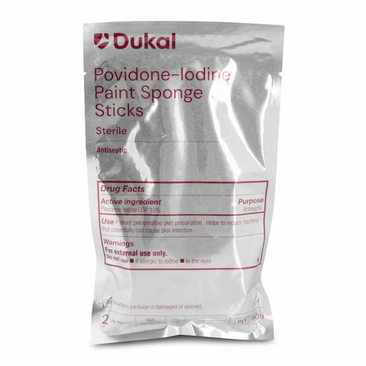 Dukal Povidone-Iodine Paint Sponge Sticks, 2/pk, 80pk/cs