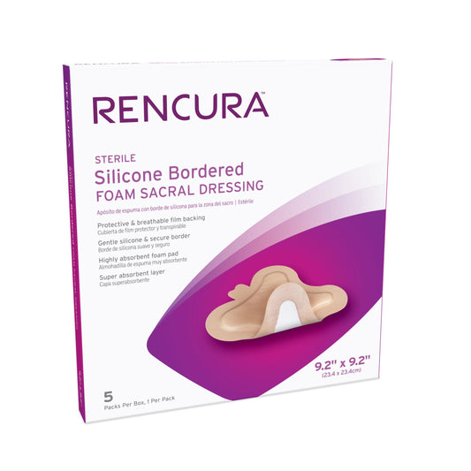 Rencura Silicone Bordered Foam Sacral Dressing 9.2"x 9.2", 1/pk, 5pk/bx, 5bx/cs