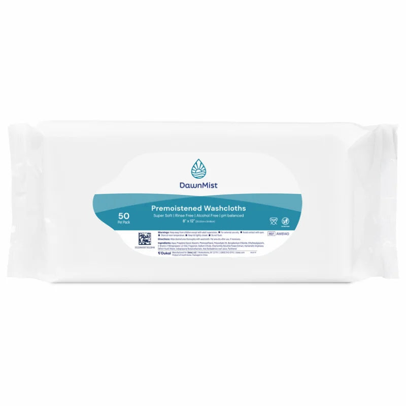 Dukal Premoistened Washcloth 8" x 12", 50/pk, 12 pk/cs