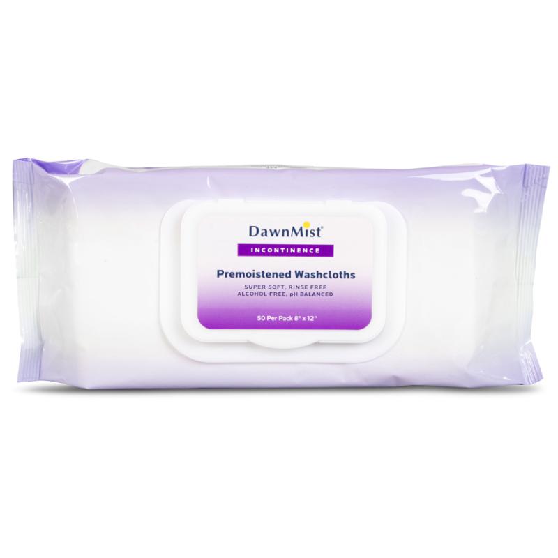 Dukal Premoistened Washcloth w/ Lid 8" x 12", 50/pk, 12 pk/cs