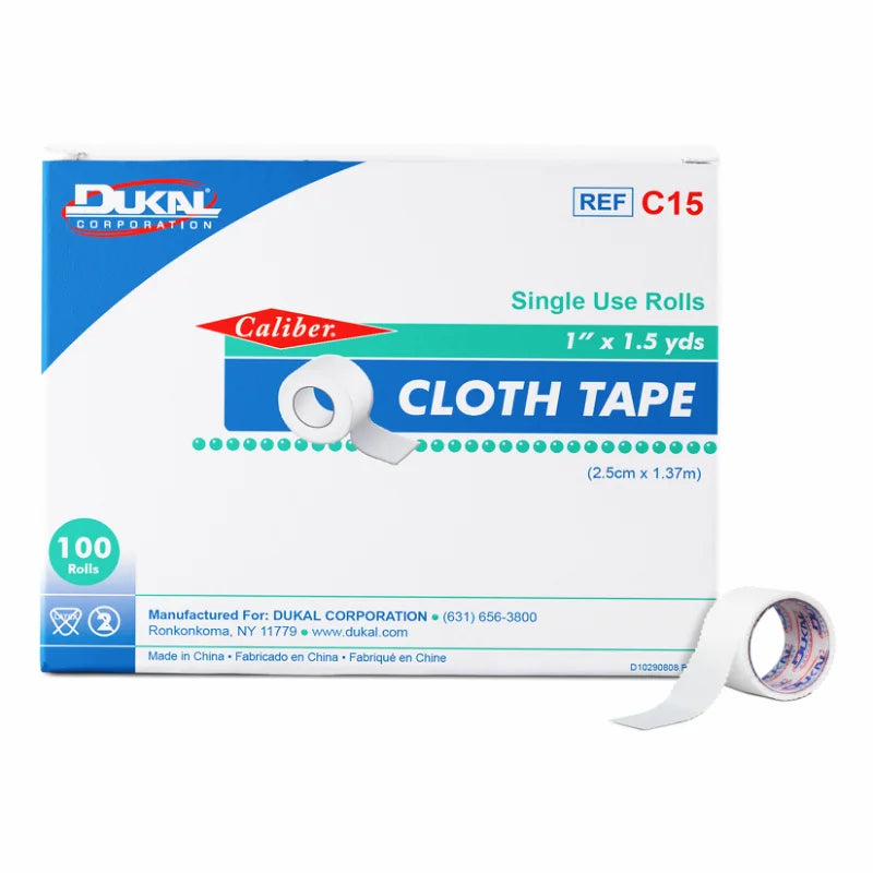 Dukal Cloth Tape 1" x 1.5 yd 100/bx, 5 bx/cs