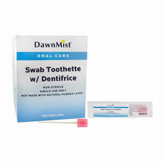DawnMist Oral Swab Sticks w/ Dentifrice Non-Sterile, 1/pk, 250 pk/bx, 4 bx/cs